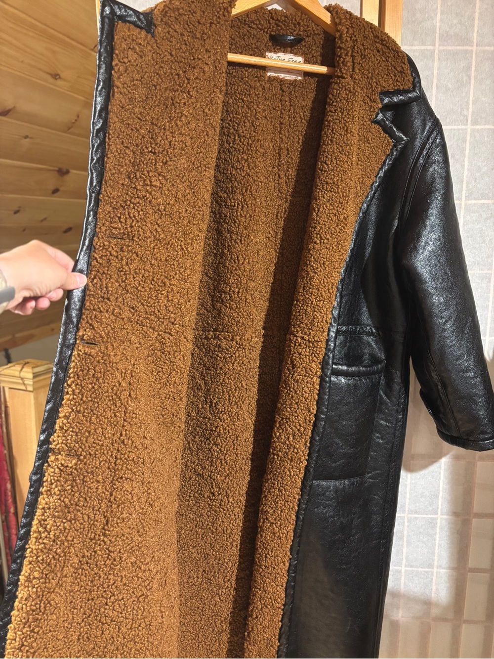 NWOT We the Free London Vegan Faux Leather Trench Coat W/ Brown Sherpa Lining M - Picture 13 of 15